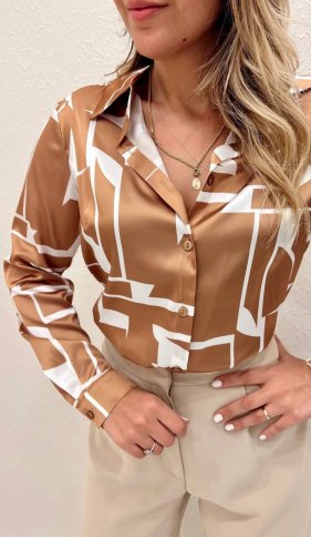 PATTERN SILKY LONG SLEEVE SHIRT