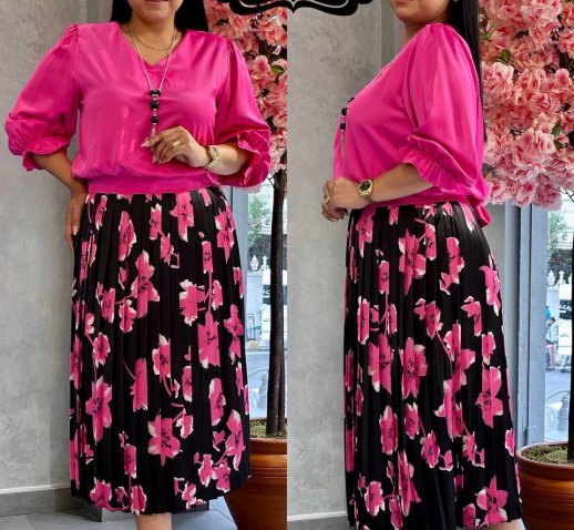 SILKY WRAP TOP AND MIDI FLORAL SKIRT