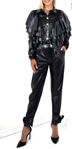 LEATHER LOOK PANT WITH GATHERED ANKLE