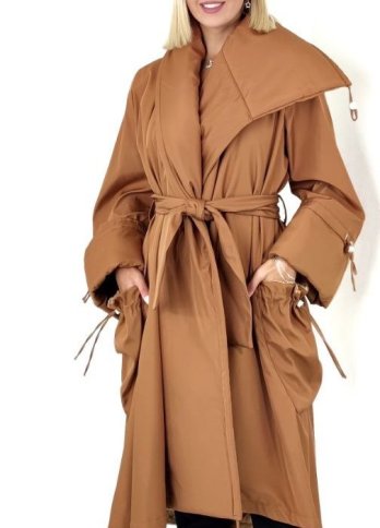 MIDI COAT WITH DRAWSTRING TIES