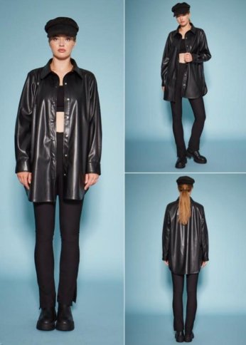 LEATHER LOOK SHIRT JACKET