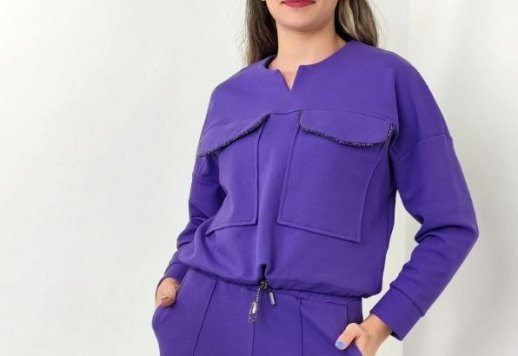 DRAWSTRING TOP WITH LARGE POCKET DETAIL AND MATCHING PANTS