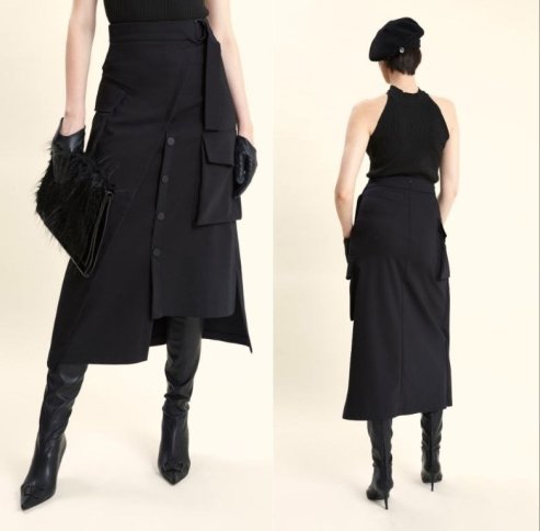 ANGLED CARGO STYLE MIDI SKIRT