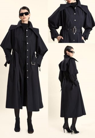 BUTTON FRONT BLOUSON TRENCH COAT