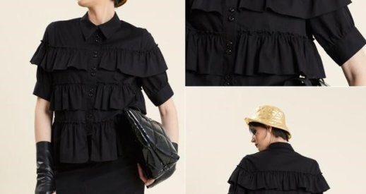RUFFLE TIERED SHORT SLEEVE SHIRT