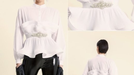PEPLUM BLOUSE WITH DIAMANTE BLET
