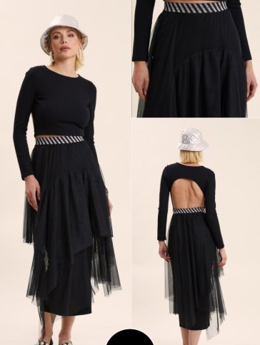 TULLE LAYERED MIDI SKIRT