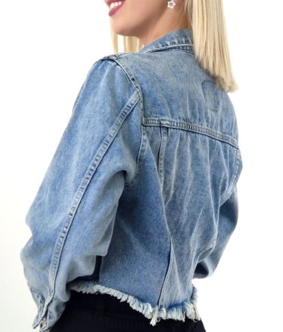 UNHEMMED CROPPED DENIM JACKET