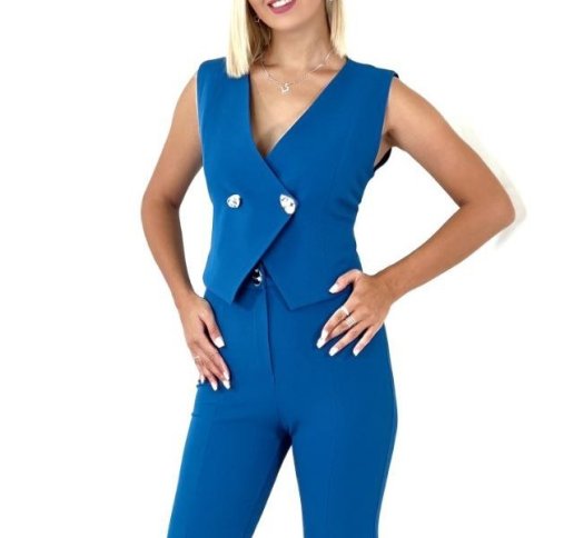 ANGULAR VEST  WITH MATCHING FRONT SLIT FLARED PANTS
