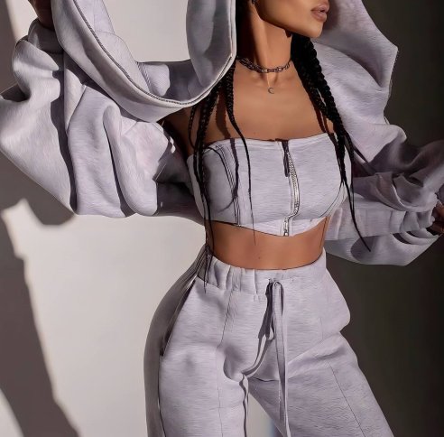 ZIPPER SWEATSHIRT PLUS BUSTIER AND MATCHING PANTS