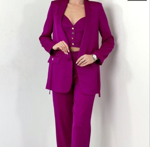3 PIECE SUIT WITH BUSTIER/BLAZER AND FLARED PANTS
