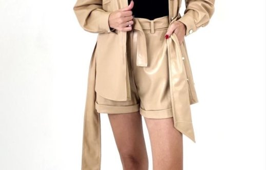 FAUX LEATHER CUFFED SHORTS