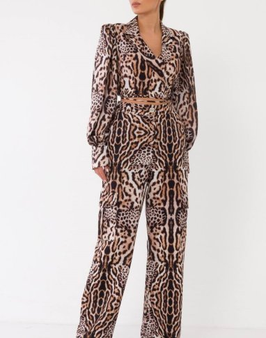 LEOPARD PRINT WRAP JACKET AND MATCHING PANTS