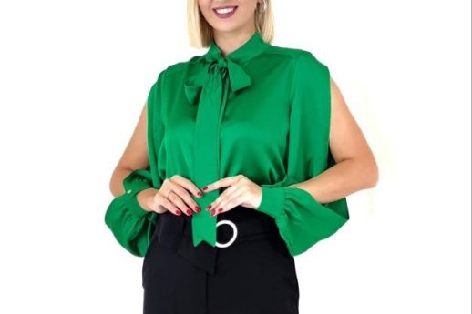 SATIN BLOUSE WITH SIDE SLIT SLEEVES