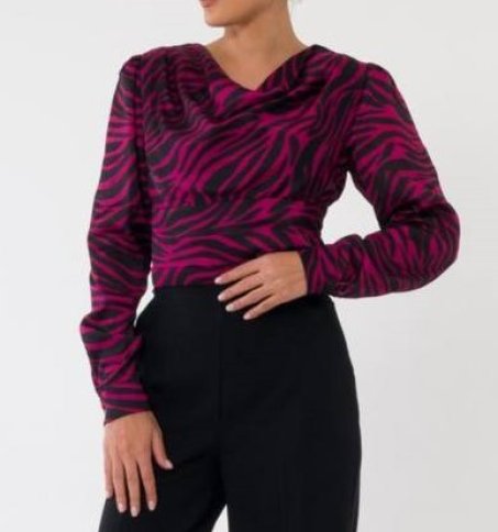 ZEBRA PRINT DRAPED NECK WITH OPEN BACK TIE