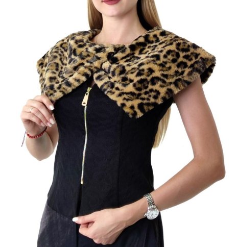 BODY CON ZIPPER DRESS WITH FAUX FUR COLLAR