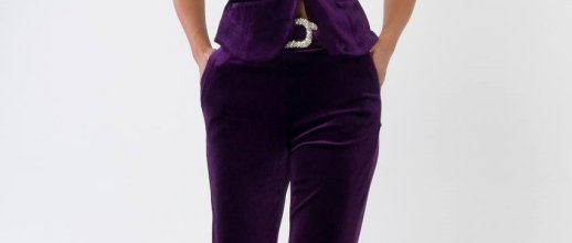 CRUSHED VELVET FLARED PANTS