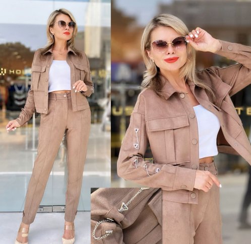 FAUX SUEDE SLIM FIT PANT