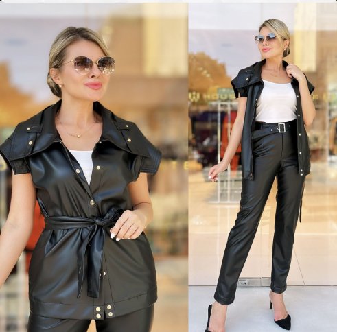 FAUX LEATHER SLIM LEG PANT