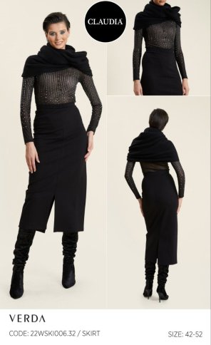MIDI SKIRT WITH PLEATHER GARTER DETAIL