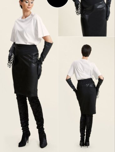 SKIRT WITH  FAUX LEATHER DETAILING