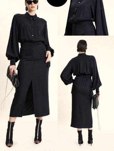 BLOUSE STYLE MIDI DRESS