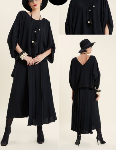 LOOSE BLOUSE AND 1/2 PLEATED SKIRT