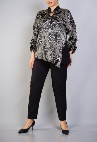 SILKY ANGLE TOP WITH COLLAR TIE NECKLINE