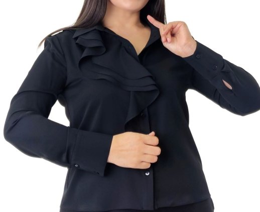 DRAPED COLLAR BLOUSE