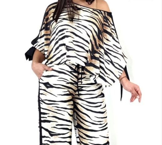 ZEBRA PRINT TOP AND MATCHING FLARED PANTS