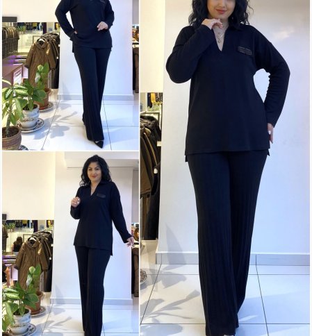 TOP WITH VNECK AND POCKET DETAIL WITH MATCHING PANTS