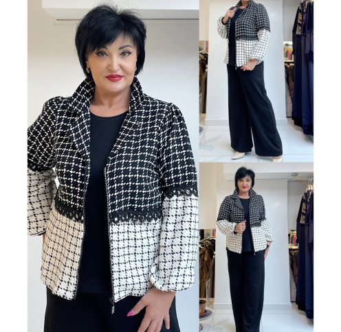 PLAID TWO TONE PATTERN JACKET WITH MATCHING TOP AND PANT