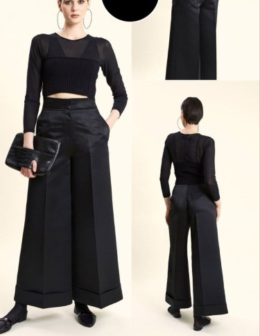 SATINY CUFFED PALAZZO PANT