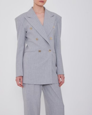 DOUBLE BREASTED PIN STRIP BLAZER