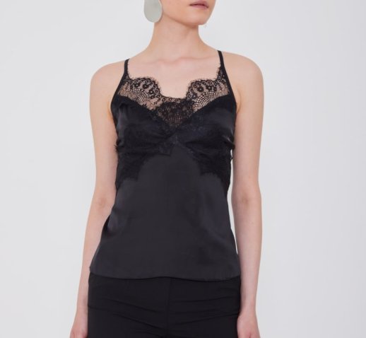 SILKY CROSS BACK LACEY CAMISOLE
