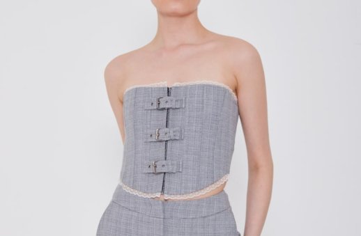 BUSTIER WITH BELT STYLE CLOSURES