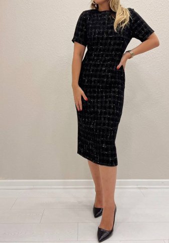 PATTERNED SHORT SLEEEVE MIDI DRESS