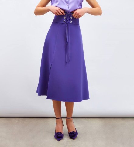 HIGH WAISTED LACE UP FLARED SKIRT