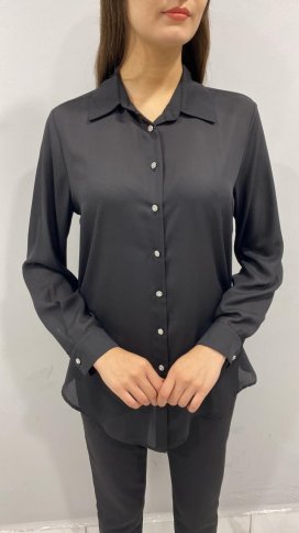 DIAMANTE BUTTON LONG SLEEVE SHIRT