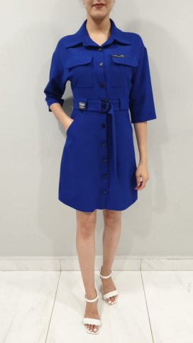 SHIRT STYLE DRESS WIITH CARGO STYLE POCKETS