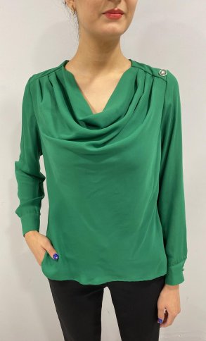 DRAPED BLOUSE WITH LONG SLEEVES