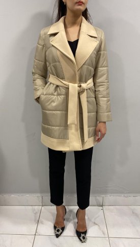 QUILTED SHORT WRAP COAT